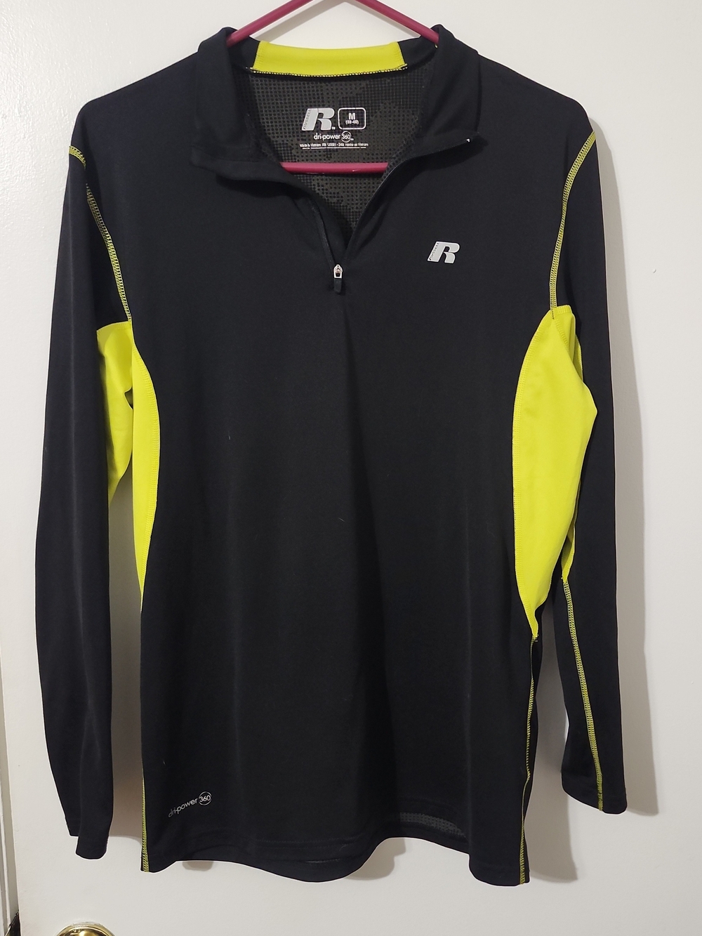 Russell Athletic Black & Neon Yellow Long-Sleeve Quarter-Zip
